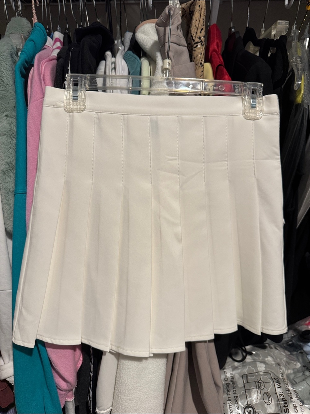 White Fox Cream Pleated Mini Skirt